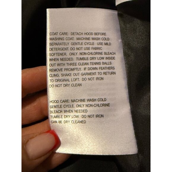 Michael Kors Puffer Coat Hooded Faux Fur Trim Down Black Size Large - Picture 15 of 16